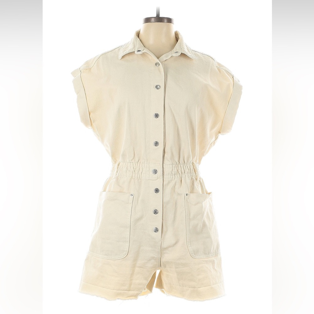 Zara Cream Denim Romper